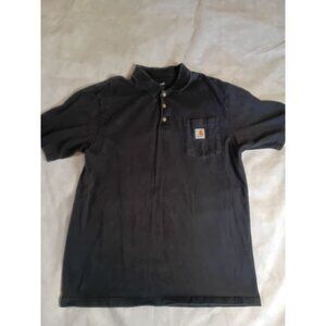 Carhartt Black Polo Shirt M Workwear Pocket k126
